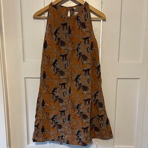A-line Sleeveless Dress with Monkey Print, size M